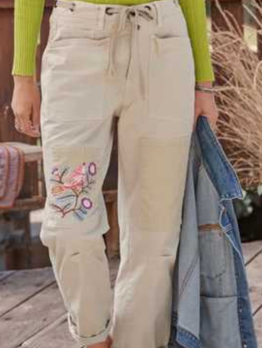 NWOT Sundance Ariel Bird embroidered Cargo pants